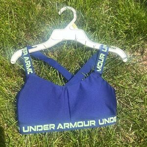 Under Armour Royal Blue Sports Bra with Neon Green Accents